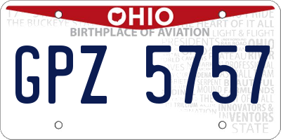 OH license plate GPZ5757