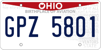 OH license plate GPZ5801