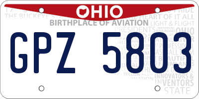 OH license plate GPZ5803