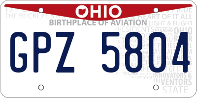 OH license plate GPZ5804
