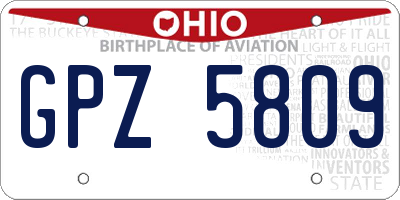 OH license plate GPZ5809