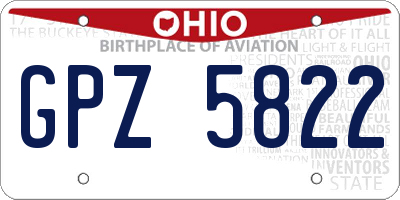 OH license plate GPZ5822