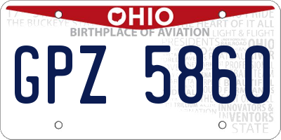 OH license plate GPZ5860