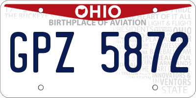 OH license plate GPZ5872