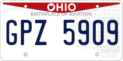 OH license plate GPZ5909