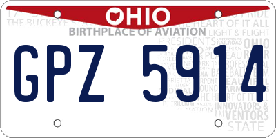 OH license plate GPZ5914