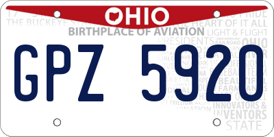 OH license plate GPZ5920