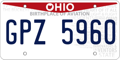 OH license plate GPZ5960
