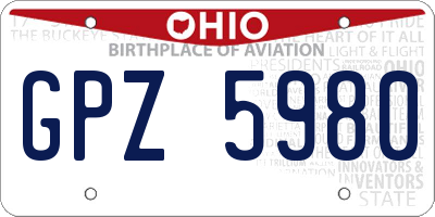 OH license plate GPZ5980