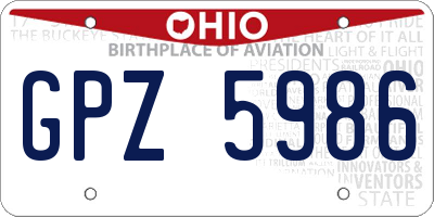 OH license plate GPZ5986