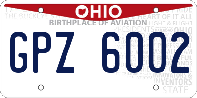 OH license plate GPZ6002