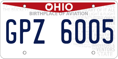 OH license plate GPZ6005