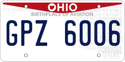 OH license plate GPZ6006