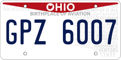 OH license plate GPZ6007