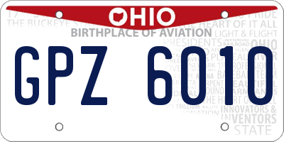 OH license plate GPZ6010