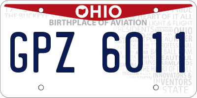 OH license plate GPZ6011