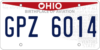 OH license plate GPZ6014