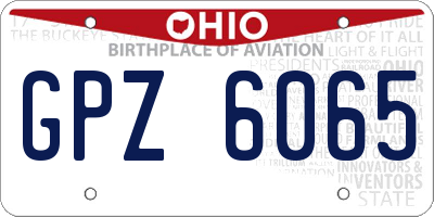 OH license plate GPZ6065