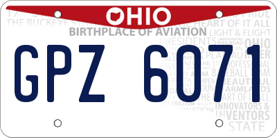 OH license plate GPZ6071