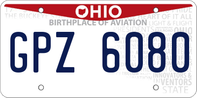 OH license plate GPZ6080