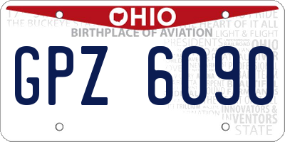 OH license plate GPZ6090
