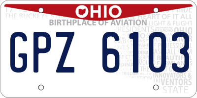 OH license plate GPZ6103