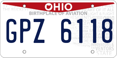 OH license plate GPZ6118