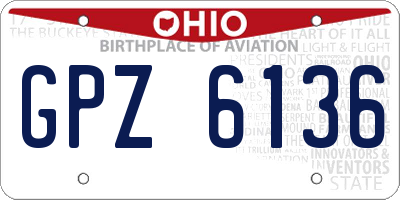 OH license plate GPZ6136