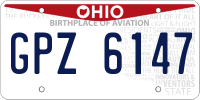OH license plate GPZ6147