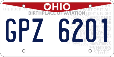 OH license plate GPZ6201