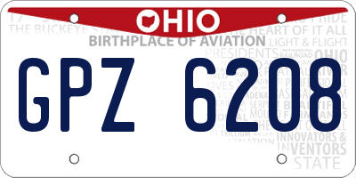OH license plate GPZ6208