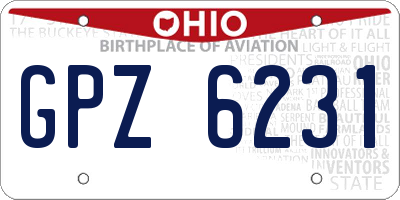 OH license plate GPZ6231