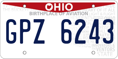 OH license plate GPZ6243
