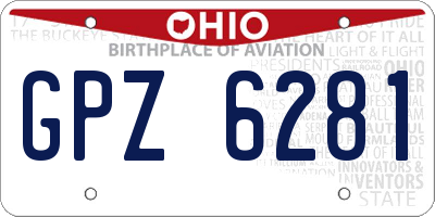 OH license plate GPZ6281