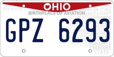 OH license plate GPZ6293