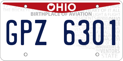 OH license plate GPZ6301