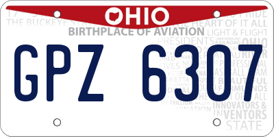 OH license plate GPZ6307