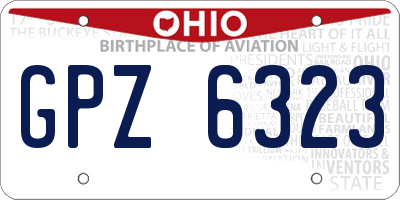 OH license plate GPZ6323