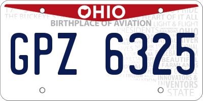 OH license plate GPZ6325