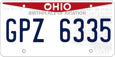 OH license plate GPZ6335