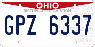 OH license plate GPZ6337