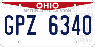 OH license plate GPZ6340