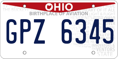 OH license plate GPZ6345