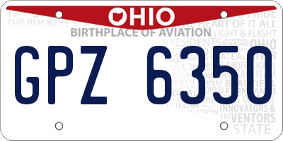 OH license plate GPZ6350
