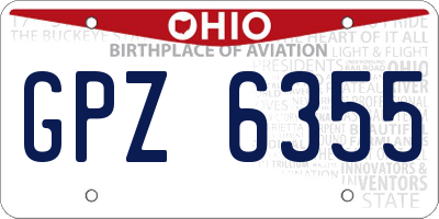 OH license plate GPZ6355