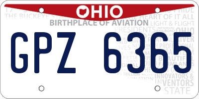 OH license plate GPZ6365
