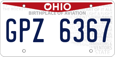 OH license plate GPZ6367