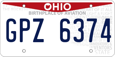 OH license plate GPZ6374