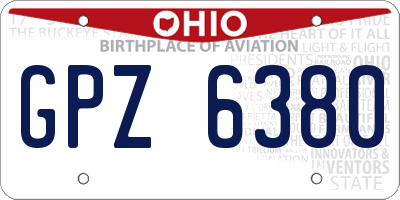 OH license plate GPZ6380