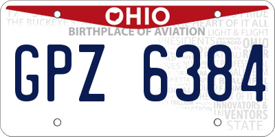 OH license plate GPZ6384
